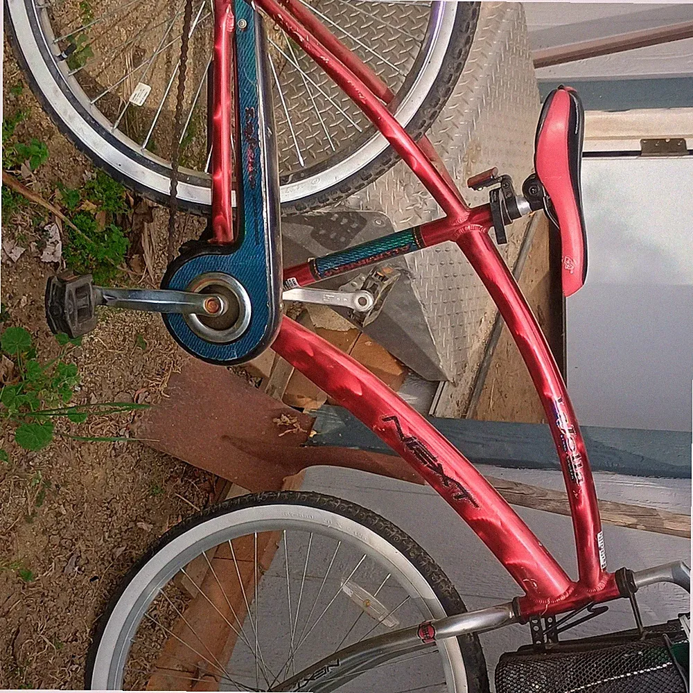 NEXT Red Cruiser Bike 24in Wheels 1 Speed Basket No Suspension Bicycle