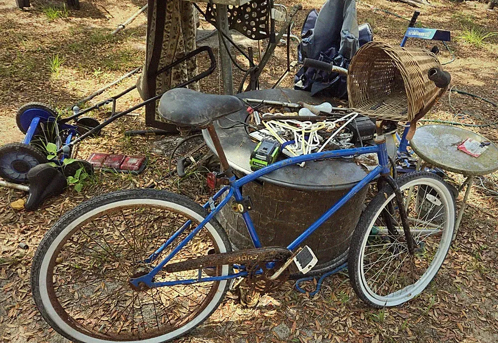 Revenge Blue Cruiser Bike Large Frame w/ Front Basket Whitewall Tires Used