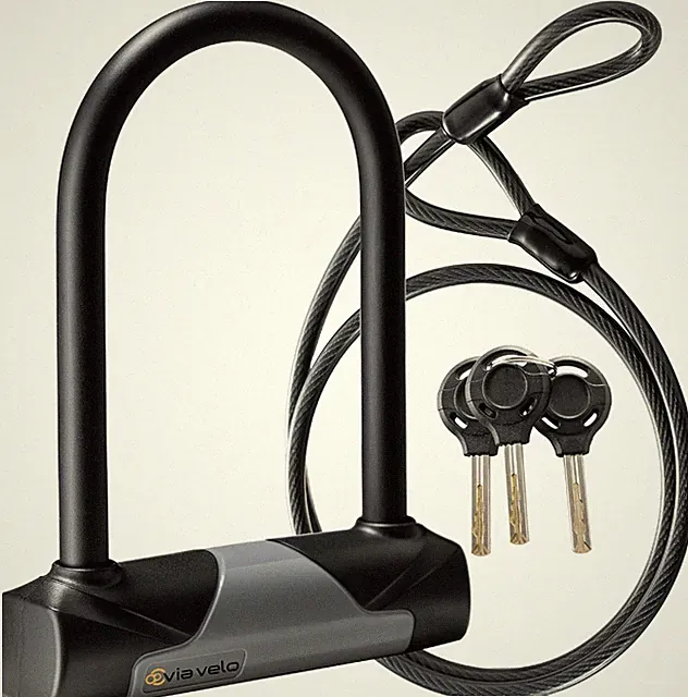 Via Velo Bike U-Lock with Cable, Heavy Duty Anti-Theft Bicycle U Locks with 8Mm
